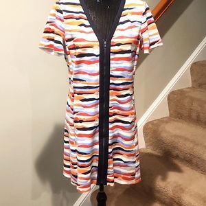 Tory Burch Multicolor Striped Zipper Front Dress